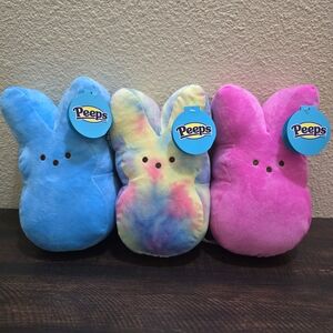 NWT PEEPS Easter Bunny Plush Toy Set - Blue, Multicolor, Pink‎ 10 INCH